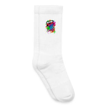 The 90s Sound - Graffiti Kassette Bunt Neon - Kinder Tennissocken - Weiß - Rechts