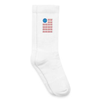 Drapeau des États-Unis patriotique Bowling Pins Pattern - Chaussettes de tennis bio enfant - blanc - Droite