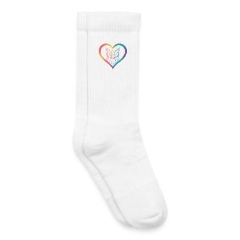 Motif de cœur de hibou arc-en-ciel - Chaussettes de tennis bio enfant - blanc - Droite