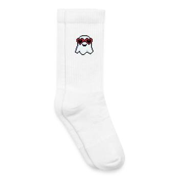 Pixel Ghost avec des nuances en forme de cœur - Chaussettes de tennis bio enfant - blanc - Droite