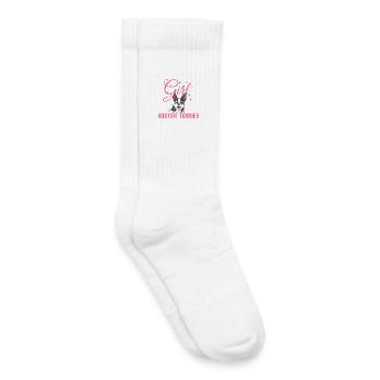 Ne jamais s’interposer entre une fille et son Boston Terrier - Chaussettes de tennis bio enfant - blanc - Droite