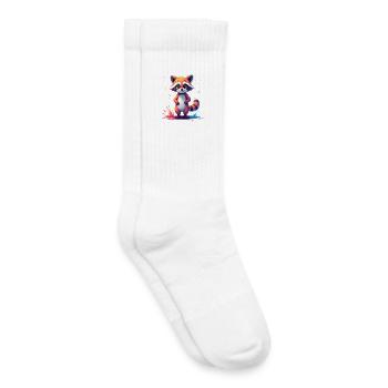 Niedliches Waschbär-Design mit Farbklecks - Kinder Tennissocken - Weiß - Rechts