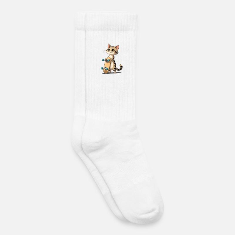 Kätzchen mit Skateboard Illustration - Kinder Tennissocken - Weiß