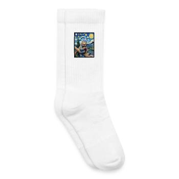 Sloth in Van Gogh style – art meets chill - Kids Tennis Socks - white - Right