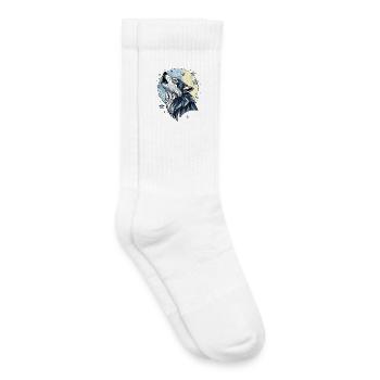 Mystischer Wolf Vollmond Schein - Kinder Tennissocken - Weiß - Rechts