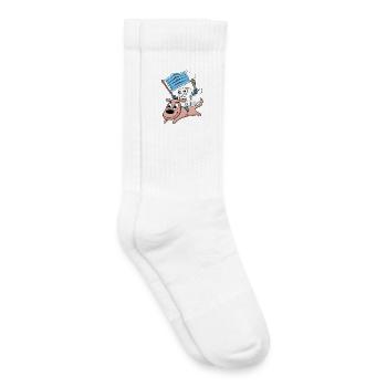 Humorous protest dog illustration - Kids Tennis Socks - white - Right