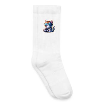 Cat Gaming Gamer - Chaussettes de tennis bio enfant - blanc - Droite