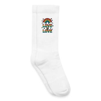 Arc-en-ciel coloré avec message d’amour - Chaussettes de tennis bio enfant - blanc - Droite