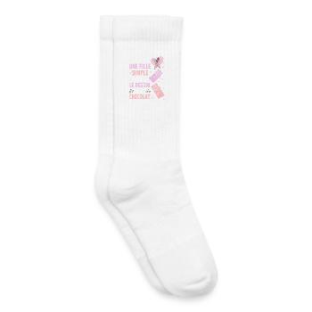 Je Suis Une Fille Simple Dessin et Chocolat - Chaussettes de tennis bio enfant - blanc - Droite