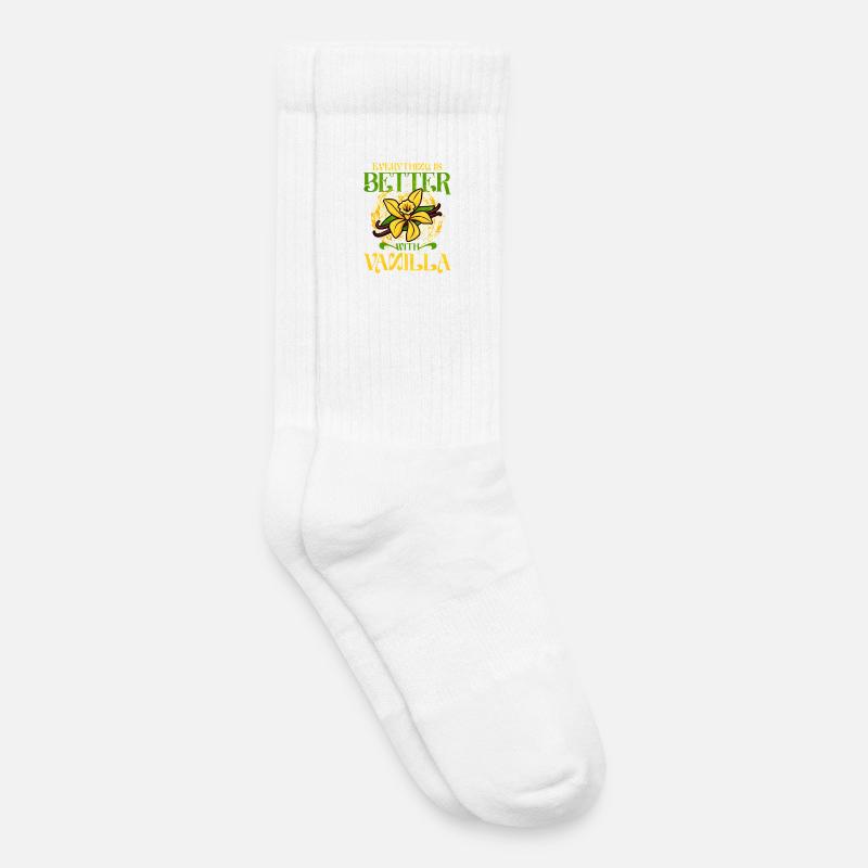 Vanille mit Vanilleblume - Kinder Tennissocken - Weiß