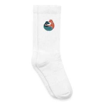 Dog Couple Hug Design - Kids Tennis Socks - white - Right