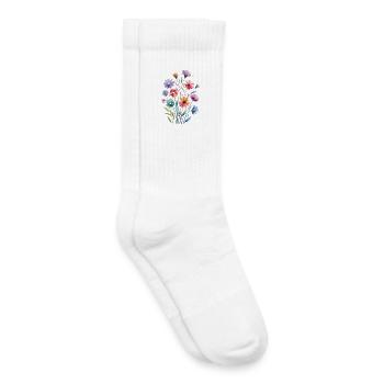 Aquarellblumen in Pastellfarben Blumenstrauß - Kinder Tennissocken - Weiß - Rechts