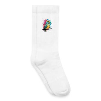 Colorful parrot with color splashes - Kids Tennis Socks - white - Right