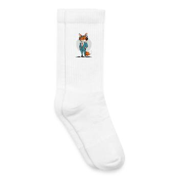 Fox in a suit with headphones - Kids Tennis Socks - white - Right