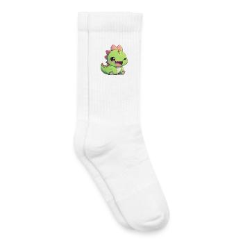 Dino Dinosaure Dinosaure - Chaussettes de tennis bio enfant - blanc - Droite