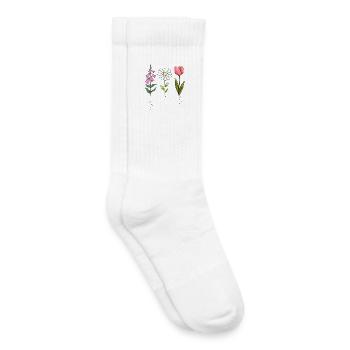 Fingerhut Gänseblümchen Tulpe Blumen im Vintage-Stil - Kinder Tennissocken - Weiß - Rechts