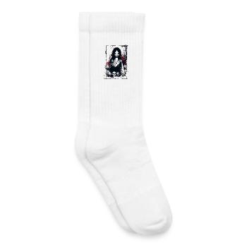 Fille Manga Effrayante avec Kimono et Crâne - Chaussettes de tennis bio enfant - blanc - Droite