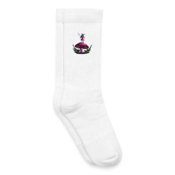 Fée de la forêt de conte de fées sur un champignon - Chaussettes de tennis bio enfant - blanc - Droite