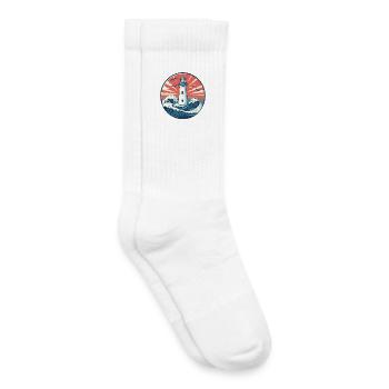 Lighthouse and sea waves illustration - Kids Tennis Socks - white - Right