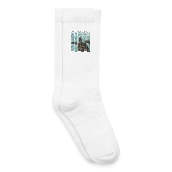 Cancun Sea Turtle Poolside Design - Kids Tennis Socks - white - Right