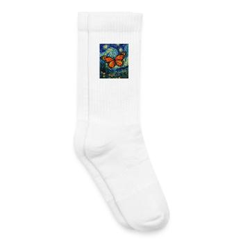 Papillon étoilé style Van Gogh - Chaussettes de tennis bio enfant - blanc - Droite