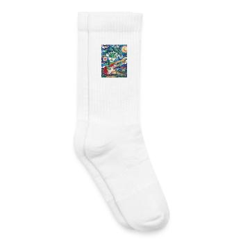 Broccoli with guitar in the starry sky - Kids Tennis Socks - white - Right