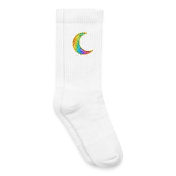 Conception de paillettes de lune arc-en-ciel - Chaussettes de tennis bio enfant - blanc - Droite