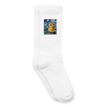 Poussin Poulet Coq Style Van Gogh Étoilé - Chaussettes de tennis bio enfant - blanc - Droite