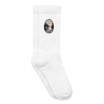 Outdoor Camping T-Shirt Lake Hut Nature Motif - Kids Tennis Socks - white - Right