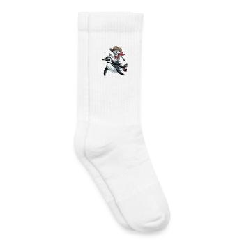 Cuddly Pinguin mit Totenkopf Reiter - Kinder Tennissocken - Weiß - Rechts