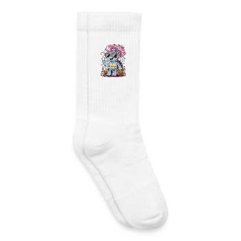 Punk Rocker Halloween Turtle with Sunglasses - Kids Tennis Socks - white - Right