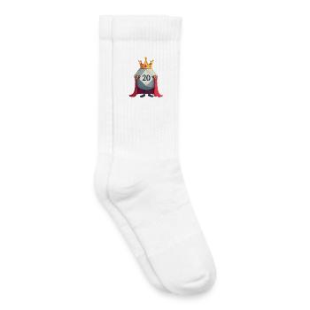 W20 König mit Krone & Umhang – Fantasy Dice - Kinder Tennissocken - Weiß - Rechts