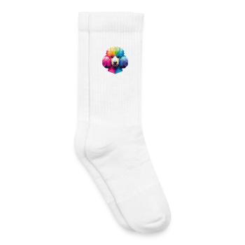 Bunter geometrischer Pudel im polygonalen Stil - Kinder Tennissocken - Weiß - Rechts