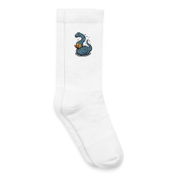 Verspielter Dinosaurier-Ente als Brontosaurier - Kinder Tennissocken - Weiß - Rechts