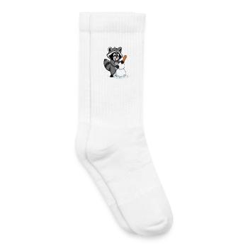 Cute raccoon with snowman - Kids Tennis Socks - white - Right