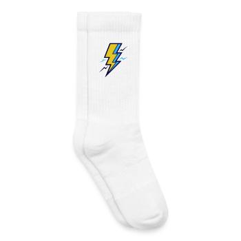 Yellow and Blue Ray - Kids Tennis Socks - white - Right