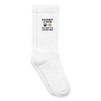 Langsam am Morgen, nicht zu schnell am Nachmittag - Kinder Tennissocken - Weiß - Rechts