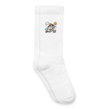Plage Chat Relaxant Soleil - Chaussettes de tennis bio enfant - blanc - Droite