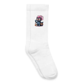Cats Punk Halloween with Pumpkin - Kids Tennis Socks - white - Right