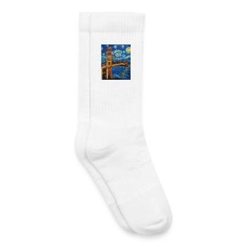 San Francisco Golden Gate Bridge Van Gogh Style - Kinder Tennissocken - Weiß - Rechts