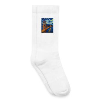 San Francisco Golden Gate Bridge Van Gogh Style - Kinder Tennissocken - Weiß - Rechts