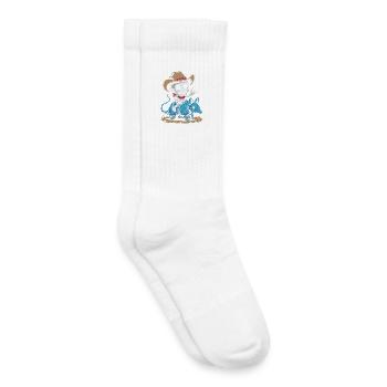 Cowboy squelette chevauchant tatou bleu - Chaussettes de tennis bio enfant - blanc - Droite