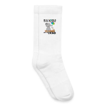 Citation mignonne d’éléphant et de chien de Be Kind - Chaussettes de tennis bio enfant - blanc - Droite