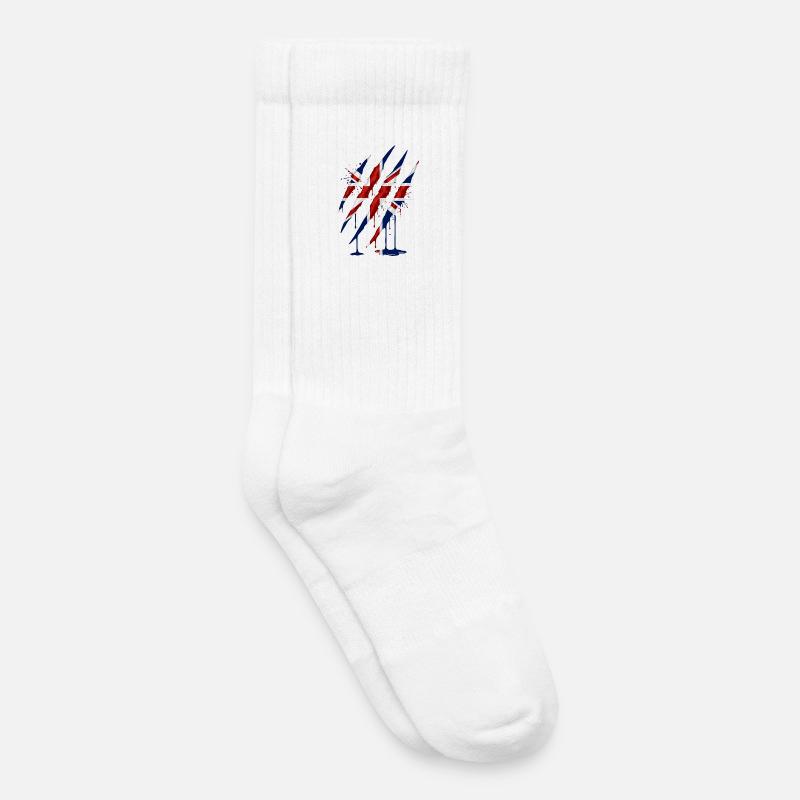 Union Jack Claw Scratch Mark - Kids Tennis Socks - white