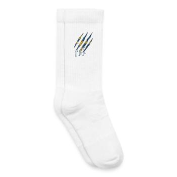 Suède Drapeau Griffe Grunge Sverige Scratch Trace - Chaussettes de tennis bio enfant - blanc - Droite
