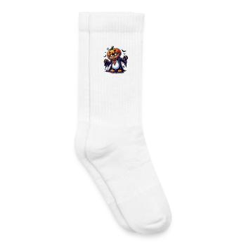 Cute Halloween Penguin Pumpkin Whimsical Bat - Kids Tennis Socks - white - Right