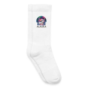 T-shirt de l’Alaska – Orignal et aurores boréales - Chaussettes de tennis bio enfant - blanc - Droite