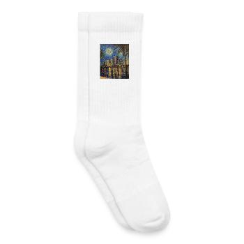 Miami Beach, Floride, Van Gogh, Nuit étoilée - Chaussettes de tennis bio enfant - blanc - Droite