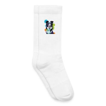 Border Collie coloré - Chaussettes de tennis bio enfant - blanc - Droite