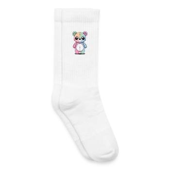 Kawaii Pastel Goth Patched Bear - Kids Tennis Socks - white - Right